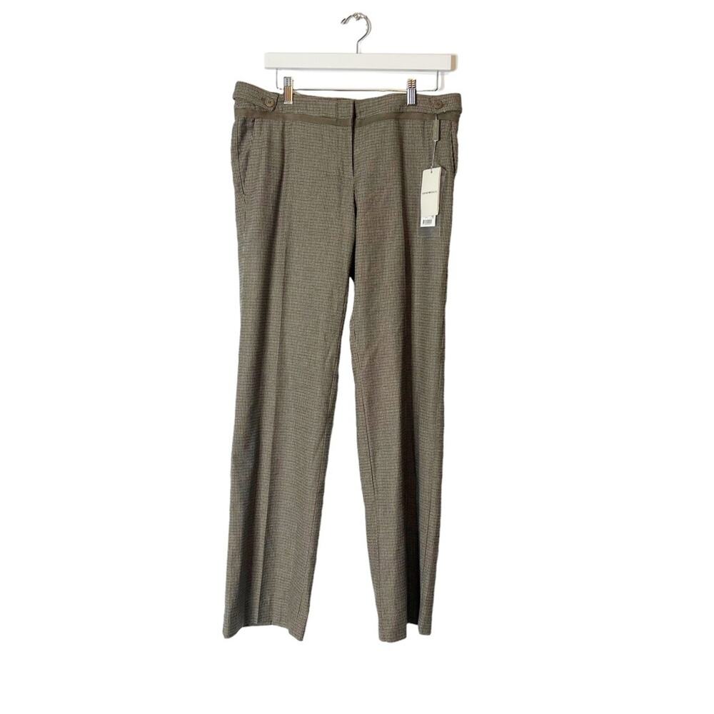 NWT Emporio Armani plaid trousers button tab waist sz 42